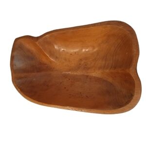 Handcrafted Wooden Bowl Table Decor Rustic Earthy Boho Leaf Shaped Wood Holder